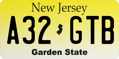 NJ license plate A32GTB