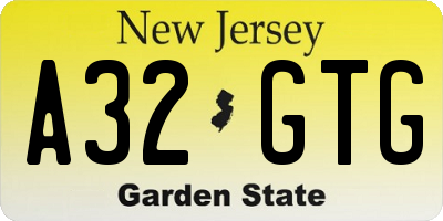 NJ license plate A32GTG
