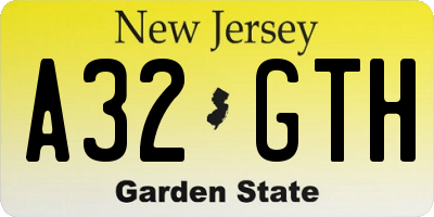 NJ license plate A32GTH