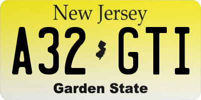 NJ license plate A32GTI