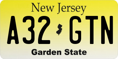 NJ license plate A32GTN