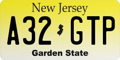 NJ license plate A32GTP