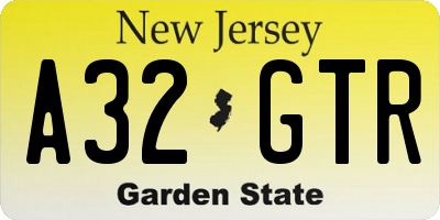 NJ license plate A32GTR