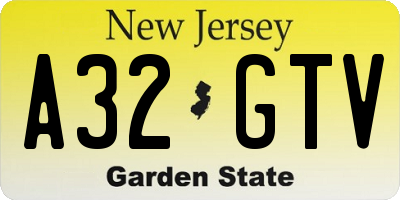NJ license plate A32GTV
