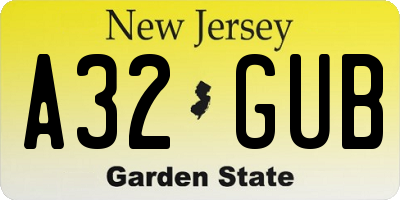 NJ license plate A32GUB