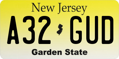 NJ license plate A32GUD