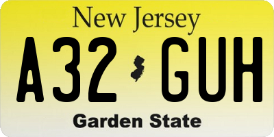 NJ license plate A32GUH