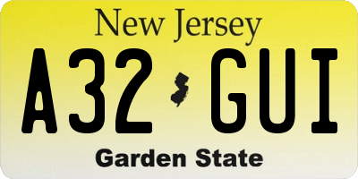 NJ license plate A32GUI