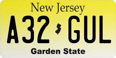 NJ license plate A32GUL