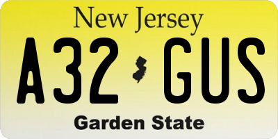 NJ license plate A32GUS