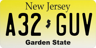 NJ license plate A32GUV