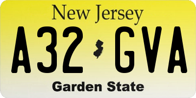NJ license plate A32GVA