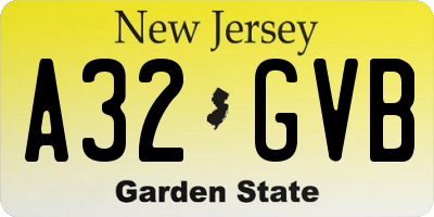 NJ license plate A32GVB