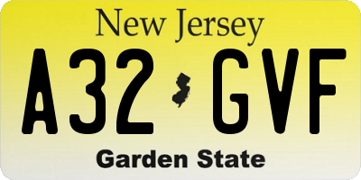 NJ license plate A32GVF