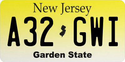 NJ license plate A32GWI