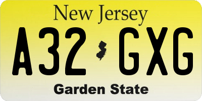 NJ license plate A32GXG