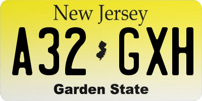NJ license plate A32GXH