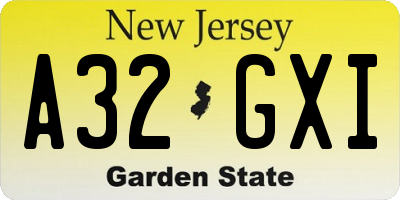NJ license plate A32GXI