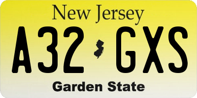 NJ license plate A32GXS