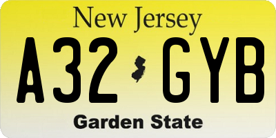 NJ license plate A32GYB