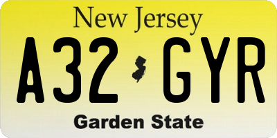 NJ license plate A32GYR