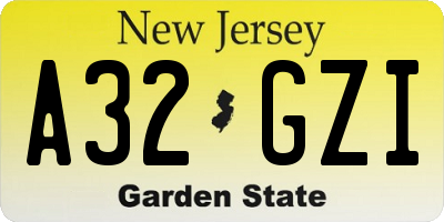 NJ license plate A32GZI