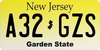 NJ license plate A32GZS