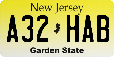 NJ license plate A32HAB