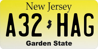 NJ license plate A32HAG