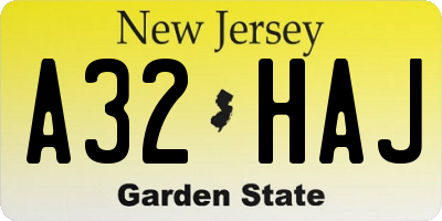 NJ license plate A32HAJ