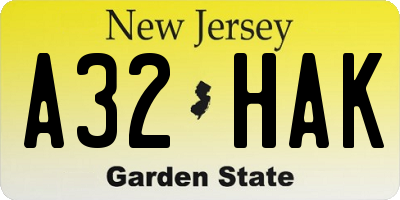 NJ license plate A32HAK