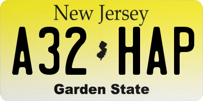 NJ license plate A32HAP