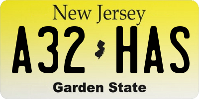NJ license plate A32HAS
