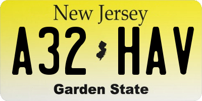 NJ license plate A32HAV