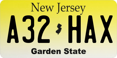 NJ license plate A32HAX
