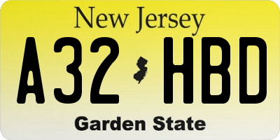 NJ license plate A32HBD