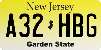 NJ license plate A32HBG
