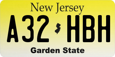 NJ license plate A32HBH