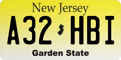 NJ license plate A32HBI