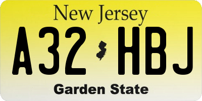 NJ license plate A32HBJ