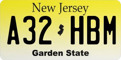 NJ license plate A32HBM
