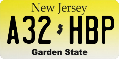 NJ license plate A32HBP