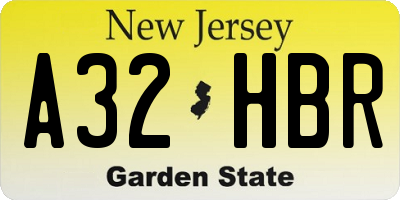 NJ license plate A32HBR