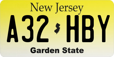 NJ license plate A32HBY