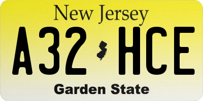 NJ license plate A32HCE
