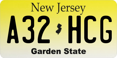 NJ license plate A32HCG