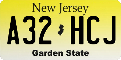 NJ license plate A32HCJ