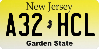 NJ license plate A32HCL