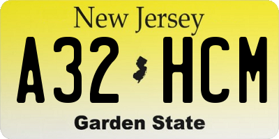 NJ license plate A32HCM