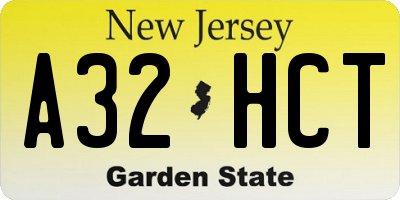 NJ license plate A32HCT